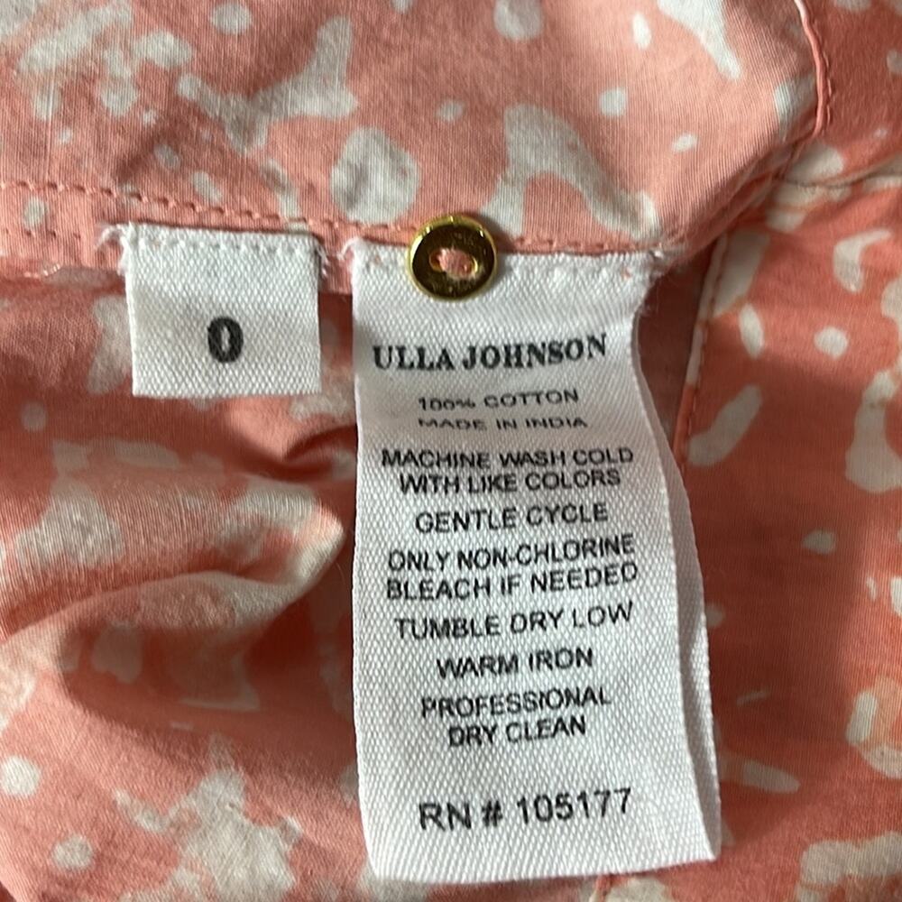 Ulla Johnson Blouse Top Abstract Print Ruffle Sleeve Orange Size 0 - Picture 8 of 9